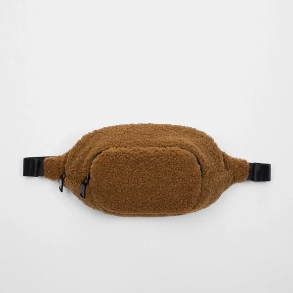 NWT. Zara Man Camel Brown Faux Shearling Belt Bag.